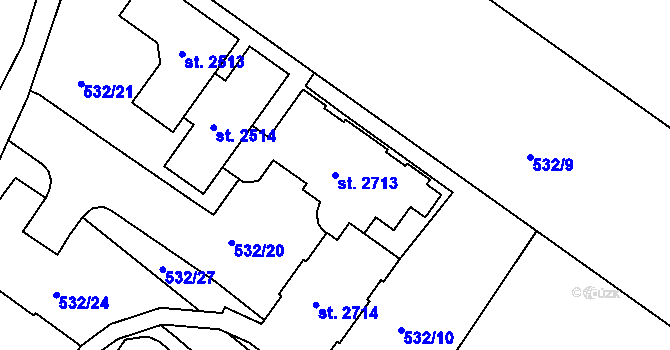 Parcela st. 2713 v KÚ Prachatice, Katastrální mapa