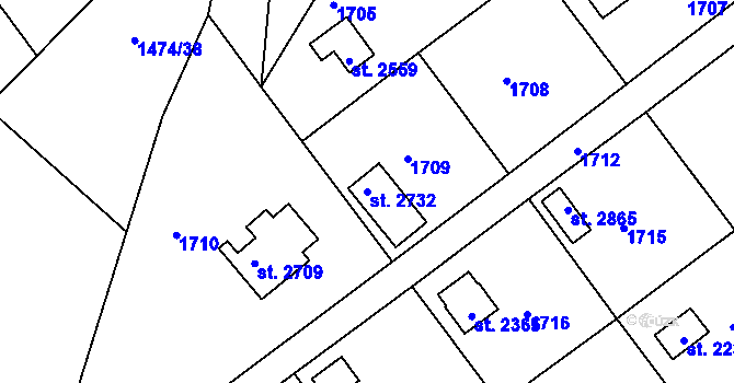 Parcela st. 2732 v KÚ Prachatice, Katastrální mapa