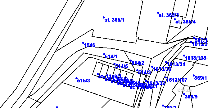 Parcela st. 514/1 v KÚ Prachatice, Katastrální mapa