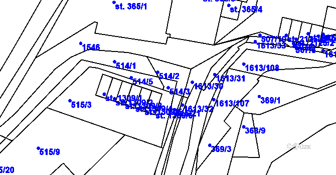Parcela st. 514/3 v KÚ Prachatice, Katastrální mapa