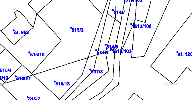 Parcela st. 514/4 v KÚ Prachatice, Katastrální mapa