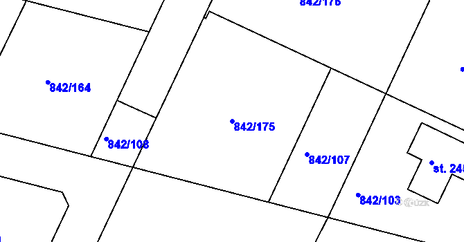 Parcela st. 842/175 v KÚ Prachatice, Katastrální mapa