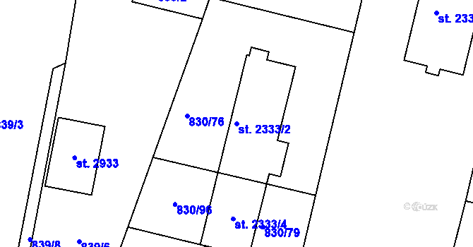 Parcela st. 2333/2 v KÚ Prachatice, Katastrální mapa