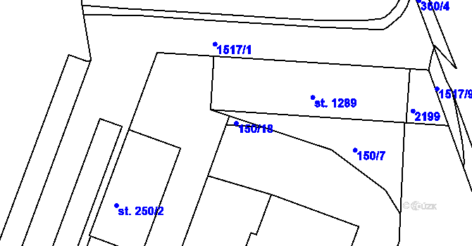 Parcela st. 150/18 v KÚ Prachatice, Katastrální mapa