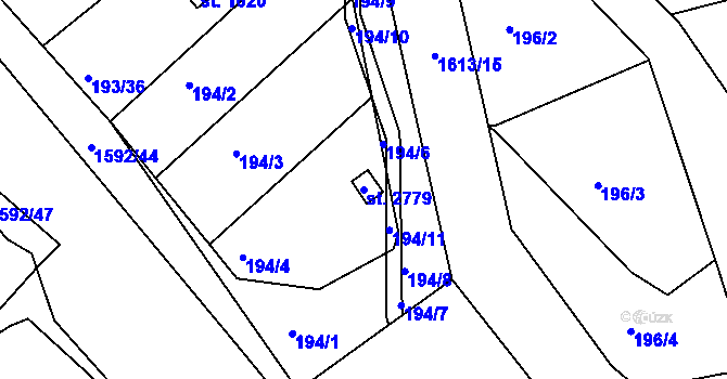 Parcela st. 2779 v KÚ Prachatice, Katastrální mapa