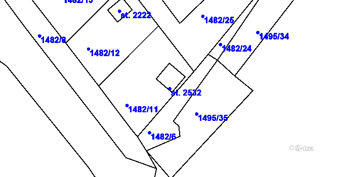 Parcela st. 2532 v KÚ Prachatice, Katastrální mapa