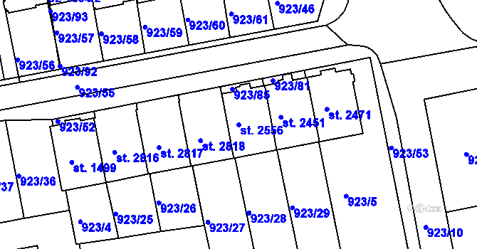 Parcela st. 2556 v KÚ Prachatice, Katastrální mapa