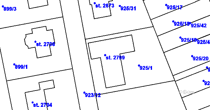Parcela st. 2799 v KÚ Prachatice, Katastrální mapa