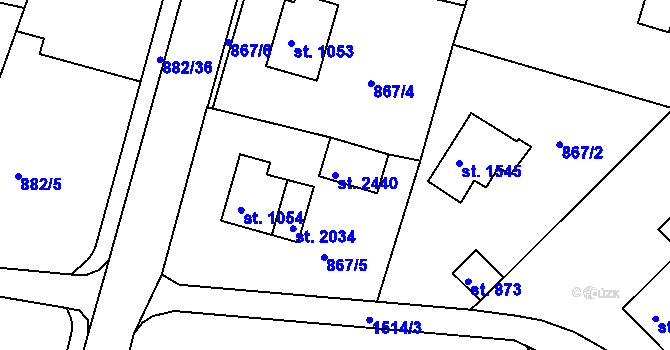 Parcela st. 2440 v KÚ Prachatice, Katastrální mapa