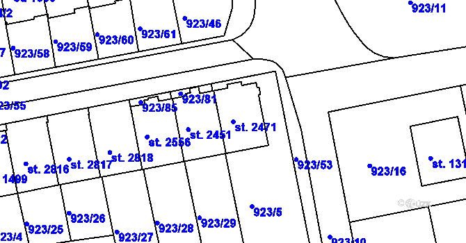 Parcela st. 2471 v KÚ Prachatice, Katastrální mapa