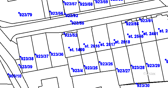 Parcela st. 2816 v KÚ Prachatice, Katastrální mapa