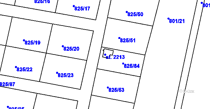 Parcela st. 2213 v KÚ Prachatice, Katastrální mapa