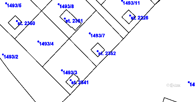 Parcela st. 2352 v KÚ Prachatice, Katastrální mapa