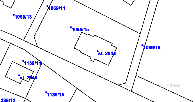 Parcela st. 2844 v KÚ Prachatice, Katastrální mapa
