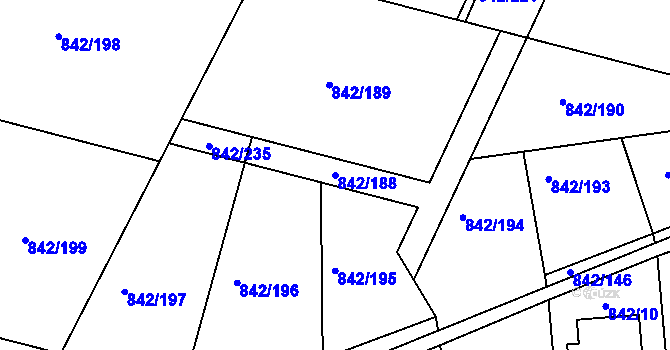 Parcela st. 842/188 v KÚ Prachatice, Katastrální mapa