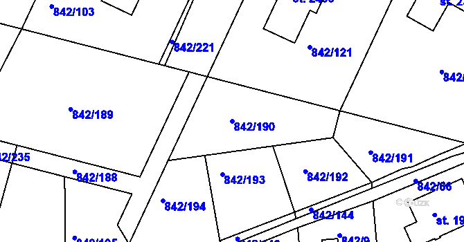 Parcela st. 842/190 v KÚ Prachatice, Katastrální mapa