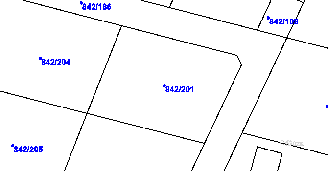 Parcela st. 842/201 v KÚ Prachatice, Katastrální mapa