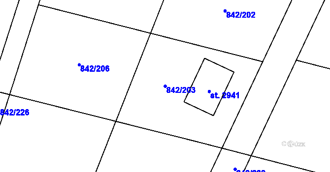 Parcela st. 842/203 v KÚ Prachatice, Katastrální mapa