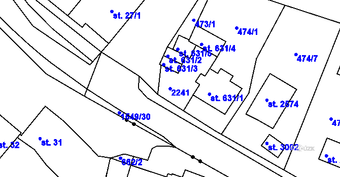 Parcela st. 2241 v KÚ Prachatice, Katastrální mapa