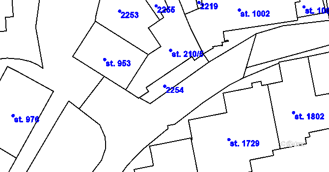 Parcela st. 2254 v KÚ Prachatice, Katastrální mapa
