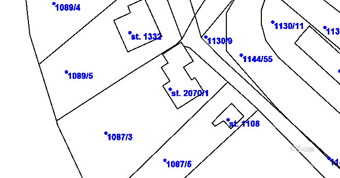 Parcela st. 2070/1 v KÚ Prachatice, Katastrální mapa