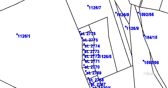 Parcela st. 2774 v KÚ Prachatice, Katastrální mapa
