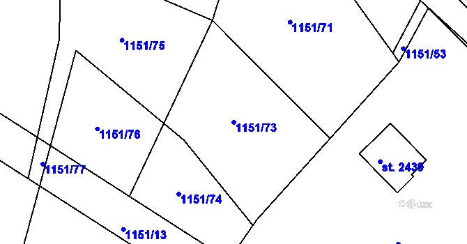 Parcela st. 1151/73 v KÚ Prachatice, Katastrální mapa