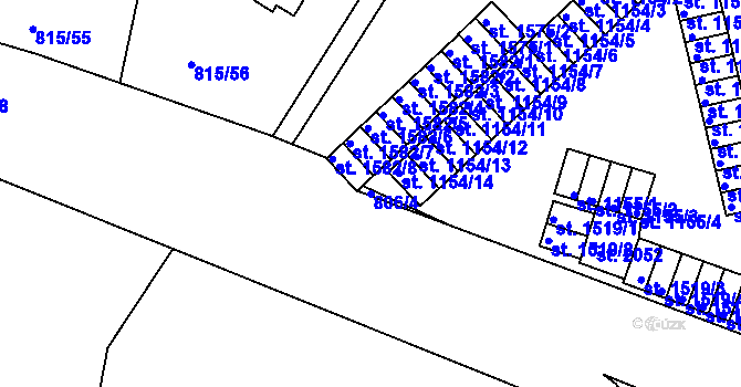Parcela st. 806/4 v KÚ Prachatice, Katastrální mapa