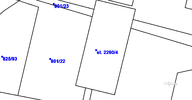 Parcela st. 2260/4 v KÚ Prachatice, Katastrální mapa