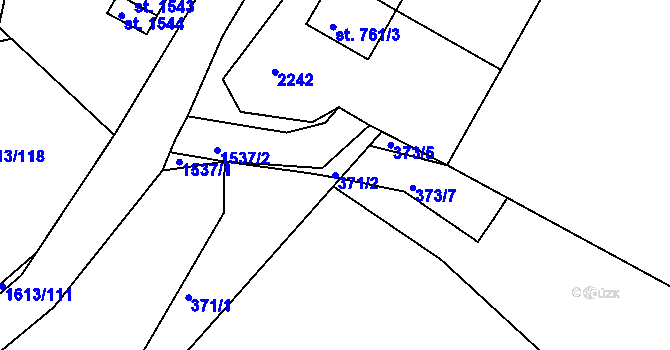 Parcela st. 371/2 v KÚ Prachatice, Katastrální mapa