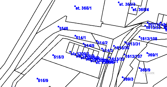 Parcela st. 514/5 v KÚ Prachatice, Katastrální mapa