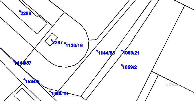 Parcela st. 1144/58 v KÚ Prachatice, Katastrální mapa