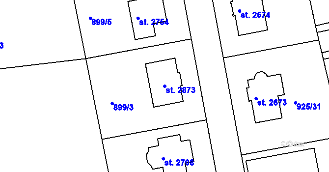 Parcela st. 2873 v KÚ Prachatice, Katastrální mapa