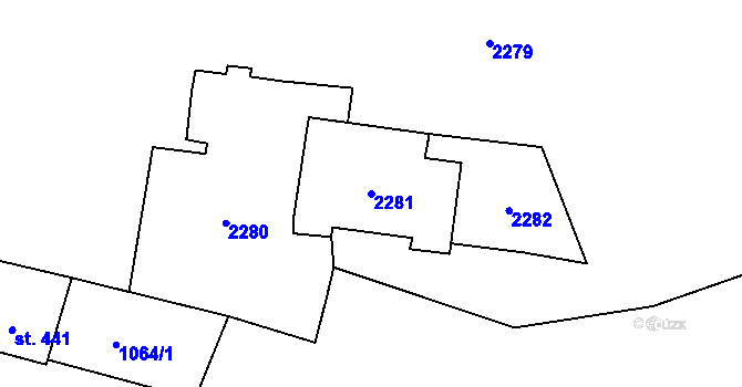 Parcela st. 2281 v KÚ Prachatice, Katastrální mapa