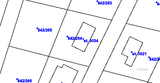 Parcela st. 842/254 v KÚ Prachatice, Katastrální mapa