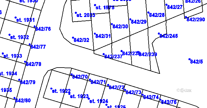 Parcela st. 842/237 v KÚ Prachatice, Katastrální mapa