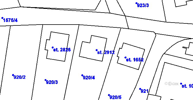 Parcela st. 2912 v KÚ Prachatice, Katastrální mapa