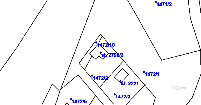 Parcela st. 2798/2 v KÚ Prachatice, Katastrální mapa