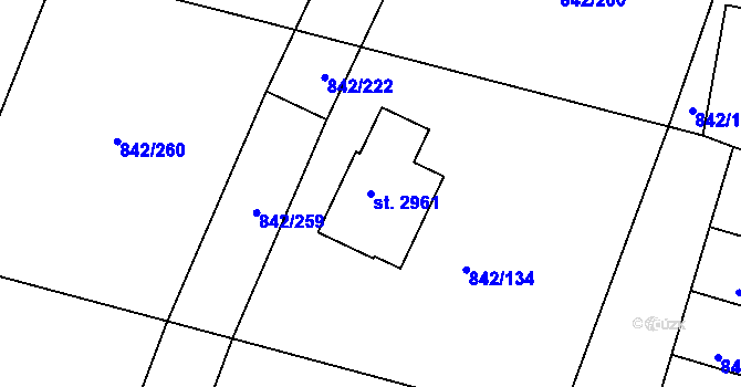 Parcela st. 2961 v KÚ Prachatice, Katastrální mapa