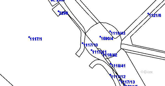 Parcela st. 1117/10 v KÚ Prachatice, Katastrální mapa