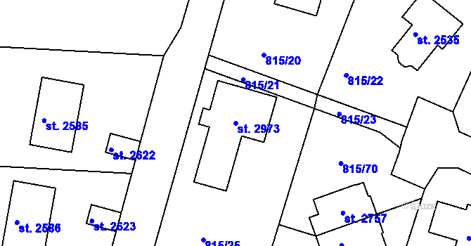 Parcela st. 2973 v KÚ Prachatice, Katastrální mapa