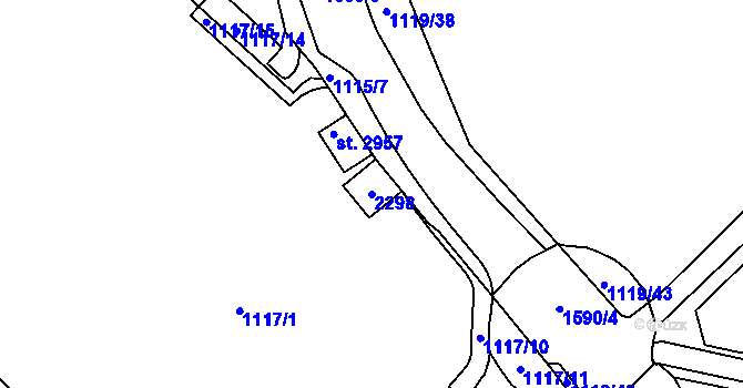 Parcela st. 2298 v KÚ Prachatice, Katastrální mapa