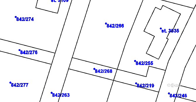 Parcela st. 842/267 v KÚ Prachatice, Katastrální mapa