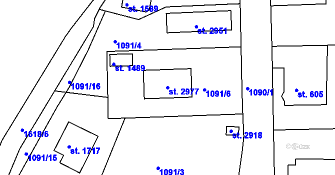 Parcela st. 2977 v KÚ Prachatice, Katastrální mapa