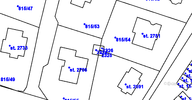Parcela st. 2324 v KÚ Prachatice, Katastrální mapa