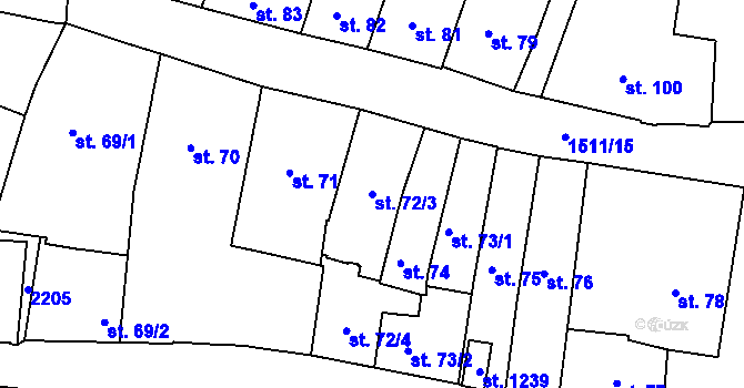 Parcela st. 72/3 v KÚ Prachatice, Katastrální mapa