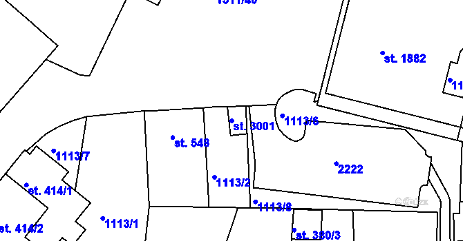 Parcela st. 3001 v KÚ Prachatice, Katastrální mapa