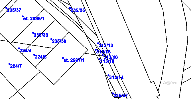 Parcela st. 313/16 v KÚ Prachatice, Katastrální mapa