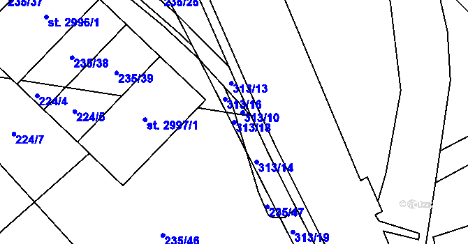 Parcela st. 313/18 v KÚ Prachatice, Katastrální mapa