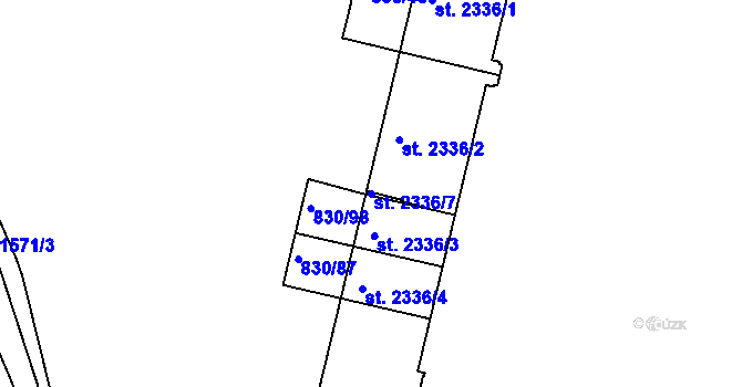 Parcela st. 2336/7 v KÚ Prachatice, Katastrální mapa
